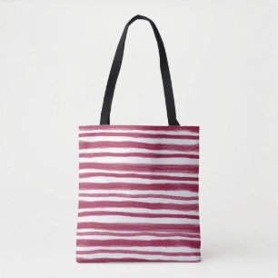 Bolso De Tela Rayas Rojas Bordeaux 