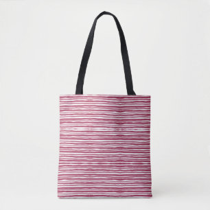 Bolso De Tela Rayas Rojas Bordeaux 