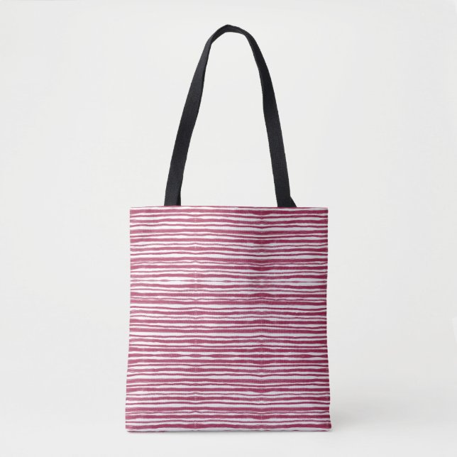 Bolso De Tela Rayas Rojas Bordeaux  (Anverso)