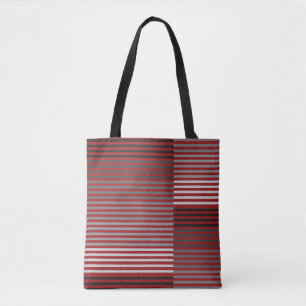 Bolso De Tela Rayas rojas, grises, negras y blancas