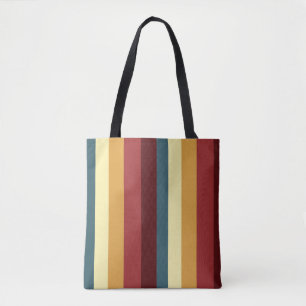 Bolso De Tela Rayas rojas, verde azuladas y amarillas