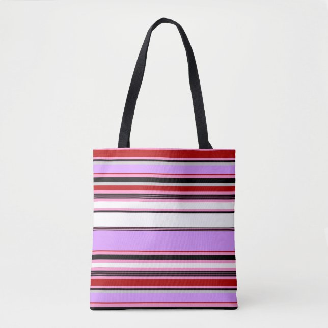 Bolso De Tela Rayas rojas violetas (Anverso)