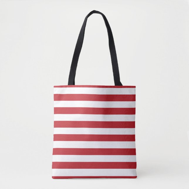 Bolso De Tela Rayas Rojas y Blancas Chic (Anverso)