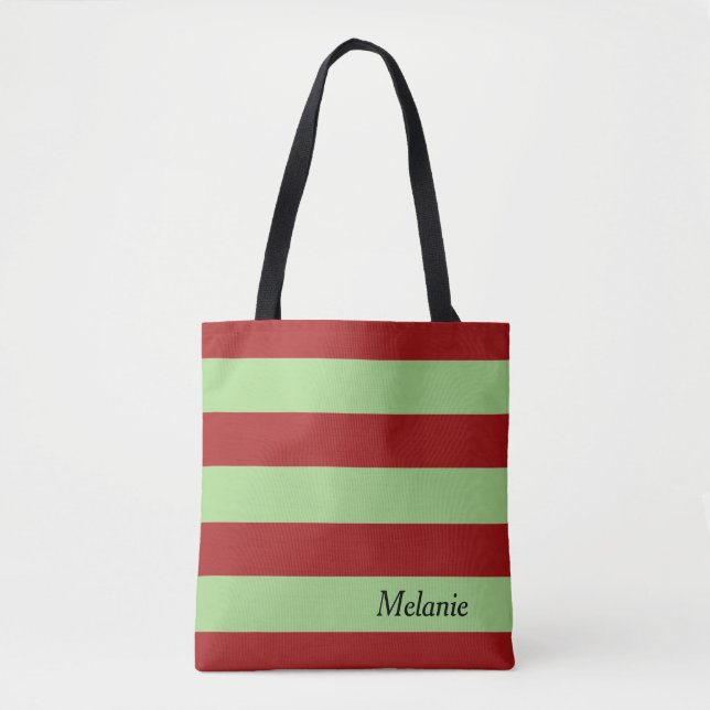 Bolso De Tela Rayas Rojo Oscuro (Anverso)