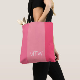 Bolso De Tela Rayas rosadas simples Monograma blanco
