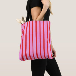 Bolso De Tela Rayas rosadas y rojas
