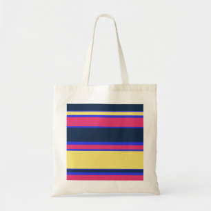 Bolso De Tela Rayas rosas, amarillas y azules