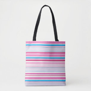 Bolso De Tela Rayas rosas azules cortas