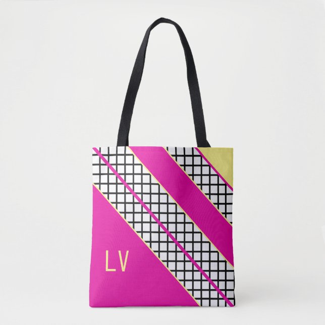 Bolso De Tela Rayas rosas y amarillas (Anverso)