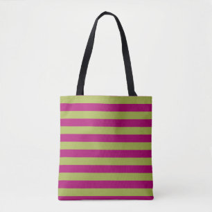 Bolso De Tela Rayas rosas y verdes
