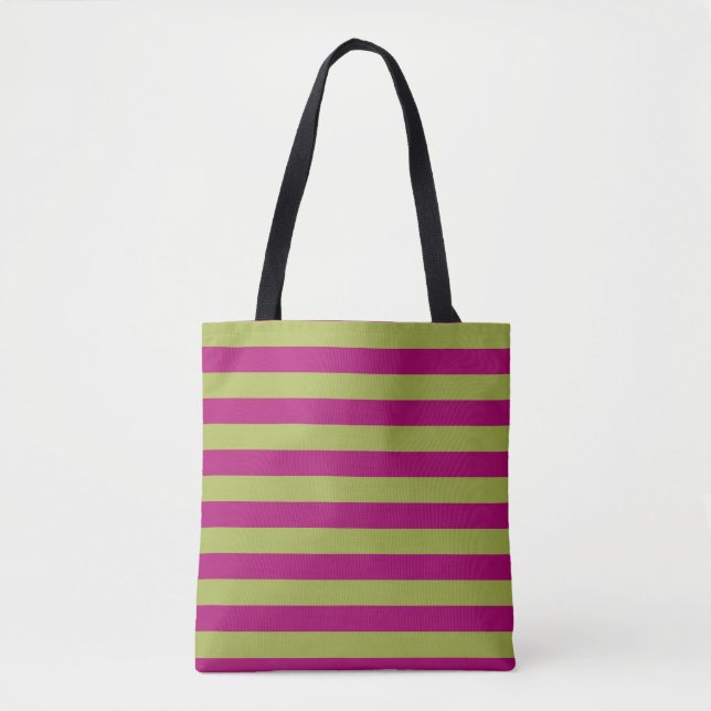 Bolso De Tela Rayas rosas y verdes (Anverso)
