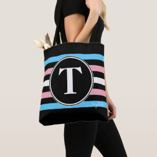 Bolso De Tela Rayas Transgénero Monograma Nombre Orgullo Gay Neg