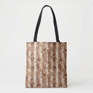 Bolso De Tela Rayas trenzadas de imitación de crema marrón moda
