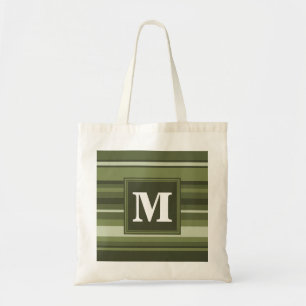 Bolso De Tela Rayas verde oliva monográficas