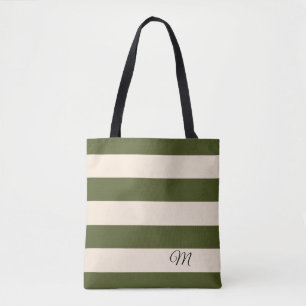 Bolso De Tela Rayas Verdes de Ejército