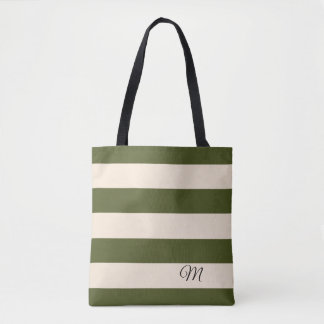 Bolso De Tela Rayas Verdes de Ejército