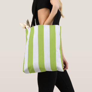 Bolso De Tela Rayas verdes, rayas blancas, patrón rayado