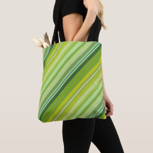 Bolso De Tela Rayas verdes y amarillas