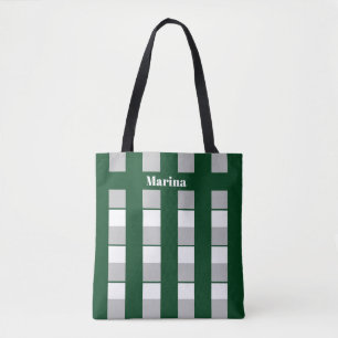 Bolso De Tela Rayas verdes y blancas y grises personalizadas