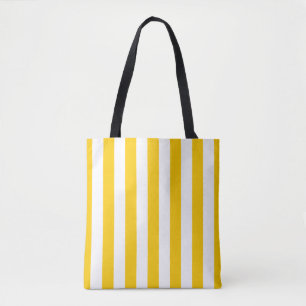 Bolso De Tela Rayas Verticales Amarillas Y Blancas Tiradas