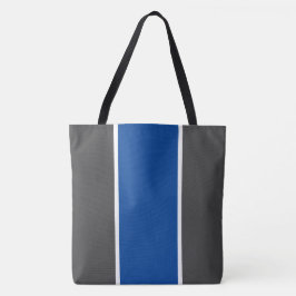 Bolso De Tela Rayas verticales blancas azul negrita gris oscuro 