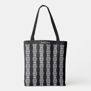 Bolso De Tela Rayas verticales modernas y elegantes sobre negro