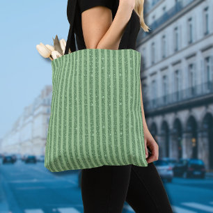 Bolso De Tela Rayas Verticales Simples de Brillo Verde Bosque