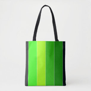 Bolso De Tela Rayas verticales verdes de color negro