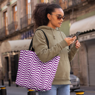 Bolso De Tela Rayas violetas blancas púrpuras Hipnóticas