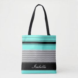 Bolso De Tela Rayas y Chevron nombrados de la menta