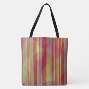Bolso De Tela Rayas y círculos multicolores