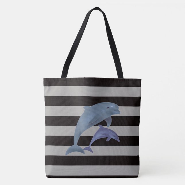 Bolso De Tela Rayas y delfines (Anverso)