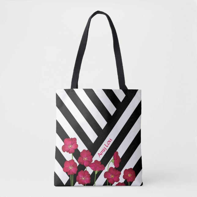 Bolso De Tela Rayas y Flores (Anverso)