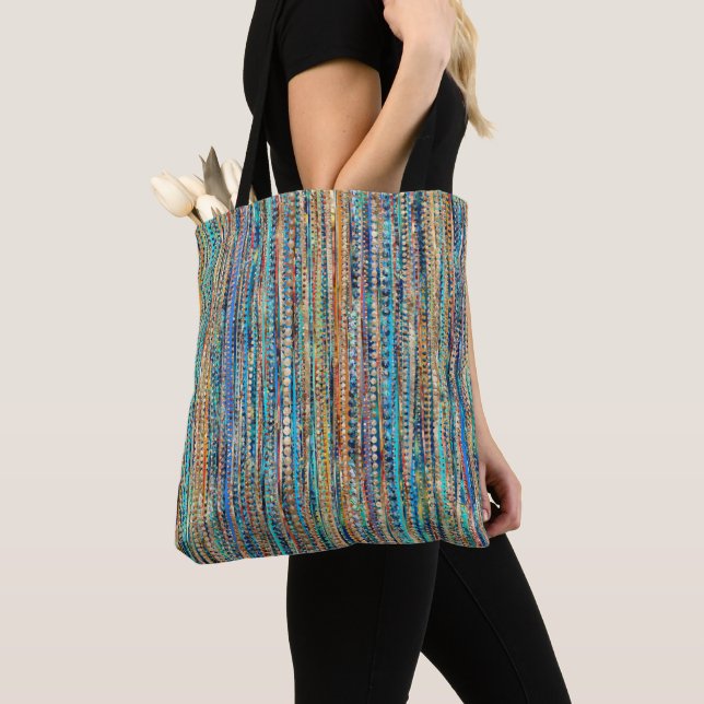 Bolso De Tela Rayas y perlas (Detalle)