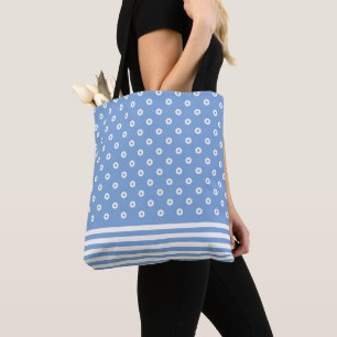 Bolso De Tela Rayas y puntos modernos, azules y blancos