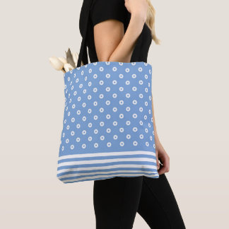 Bolso De Tela Rayas y puntos modernos, azules y blancos
