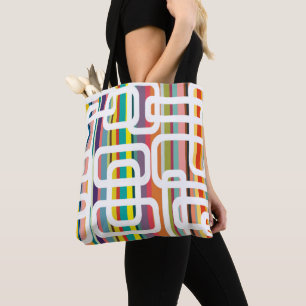 Bolso De Tela Rayas y Rectángulos