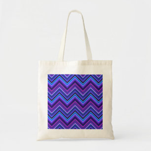 Bolso De Tela Rayas zigzag azules y violetas
