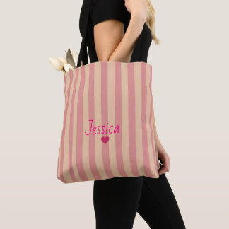 Bolso De Tela Rayo de rosa simple elegante nombre personalizado