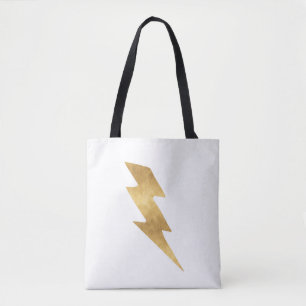 Bolso De Tela Rayo en oro metálico