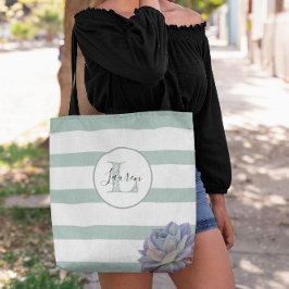 Bolso De Tela Rayo gris y suculento monogramado personalizado
