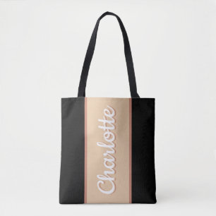 Bolso De Tela Rayo retro personalizado Beige negro