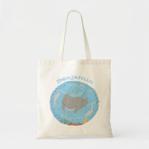 Bolso De Tela Rayos de manta y delfines personalizado ilustracio