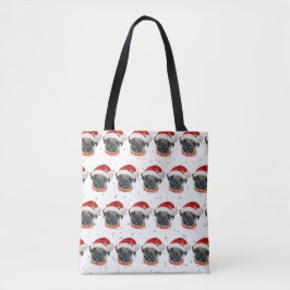 Bolso De Tela Raza de perro Pug estrellas de Navidad