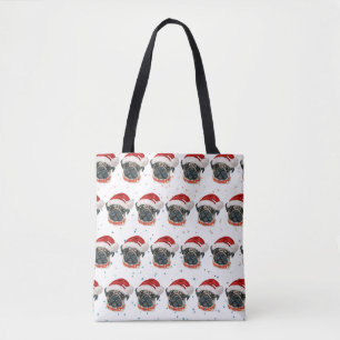 Bolso De Tela Raza de perro Pug estrellas de Navidad