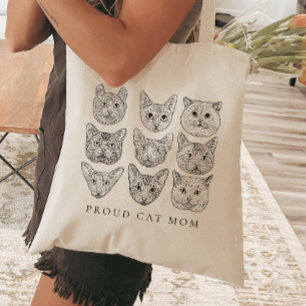 Bolso De Tela Raza minimalista Arte Gato Mamá Gato Gato Rama Gat