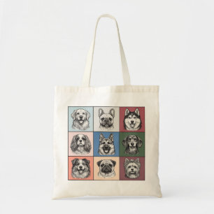 Bolso De Tela Razas de Perros Adorables Collage de Cuadrícula de