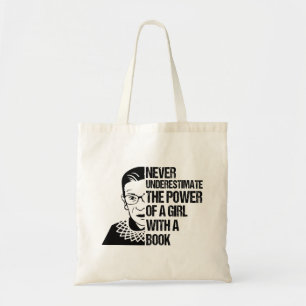 Bolso De Tela RBG, Nunca Subestimes A Chica Con Un Libro