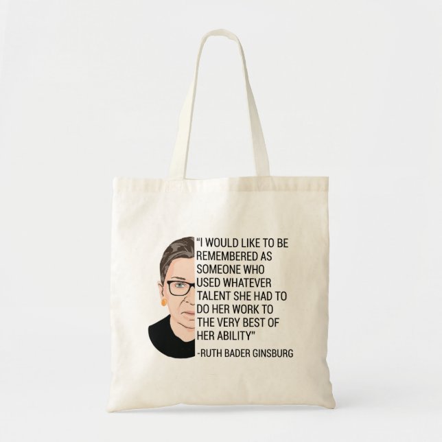 Bolso De Tela RBG Ruth Bader Ginsburg Tributo QEPD (Frente)