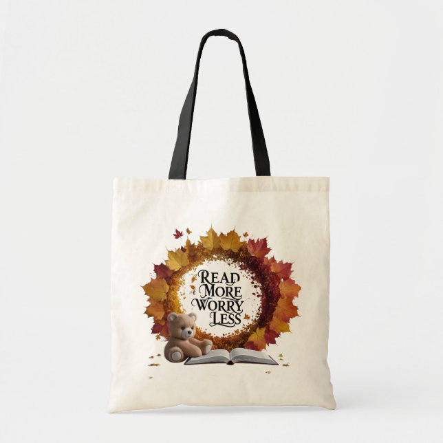Bolso De Tela Read More Worry Less Tote Bag - Aesthetic Autumn  (Frente)